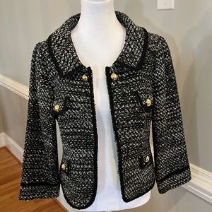 Ann Taylor black and white tweed jacket with gold hardware - Size 10